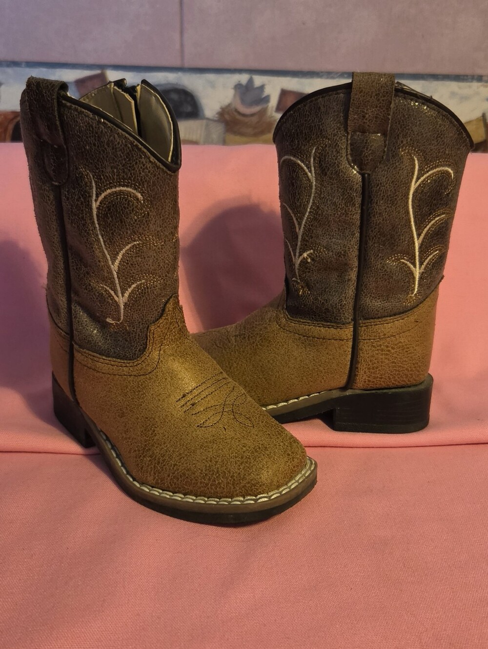 Kids Old West Brown Cowboy Boots - Classic Western Style, Size 7 Toddlers